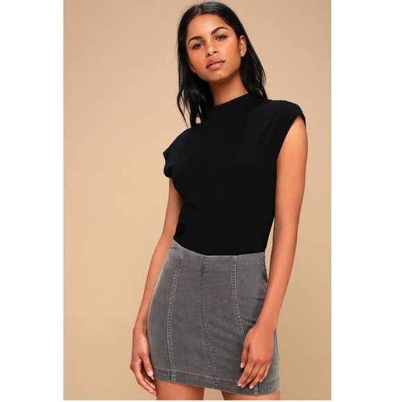 Free People Modern Femme Washed Grey Denim Mini Skirt 12 - Picture 3 of 12